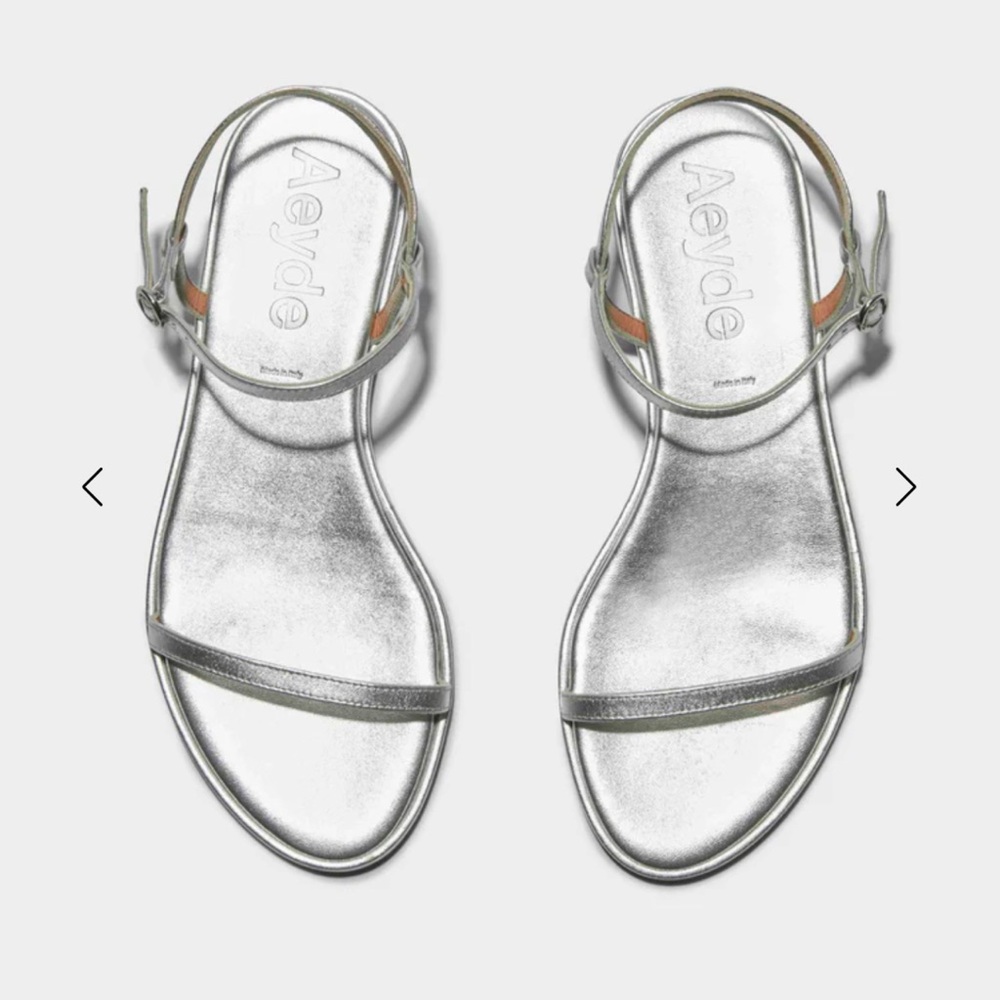 Aeyde Nettie Leather Sandals - Silver - Picture 2 of 6